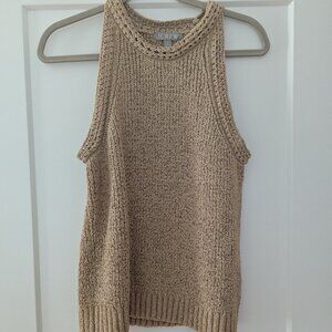 J. Crew High-neck Textured Pointelle Sweater Tank - Size Medium - Tan